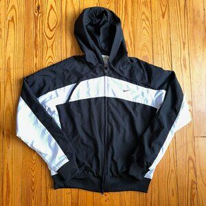 Vintage Nike Black and White Hooded Windbreaker Jacket